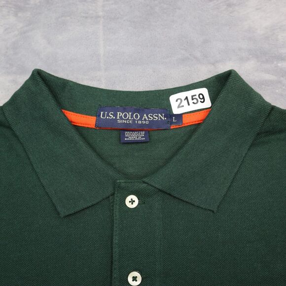 U.S. Polo Assn. Shirt Mens L Green USPA Large Orange Logo Short Sleeve Golf - Picture 8 of 16